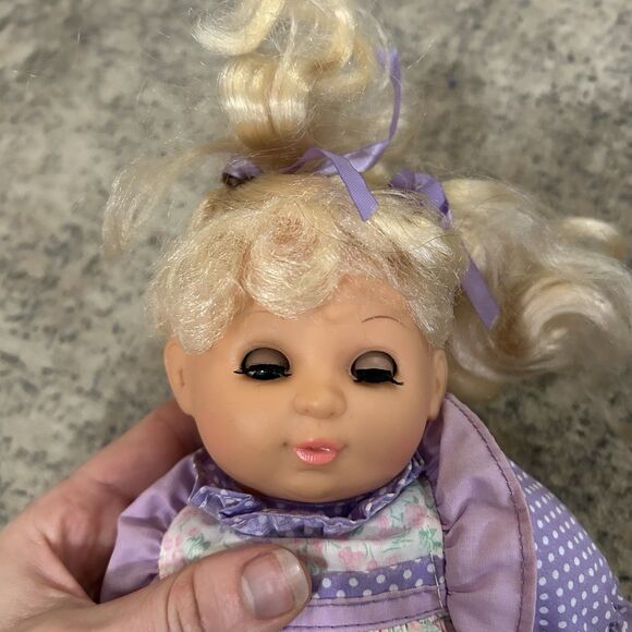 Vintage Simba My Love 90’s Baby Doll Open Close Eyes Blonde Purple Floral READ - Picture 9 of 12